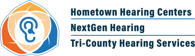 The combined logo for Hometown Hearing Centers Nextgen Hearing and Tri-County Hearing Services.
