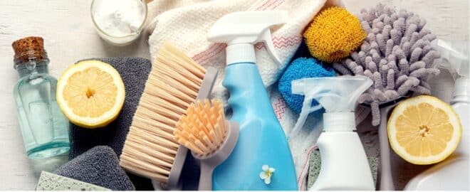 A variety of products for cleaning and care.